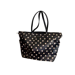Kate Spade Women's Adaira Wellesley Polka Dot Diaper Tote Bag Black White Large